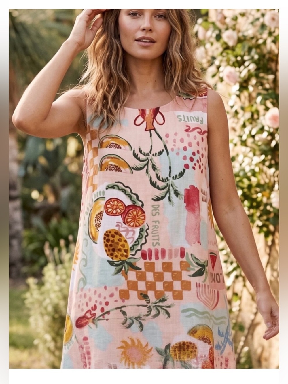Paper Heart for Anthropologie Tropical Fruit Print Mini Dress XS